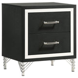 Lucia Fluted Velvet Wingback Bed & Bedroom Sets - 2-Drawer Nightstand
