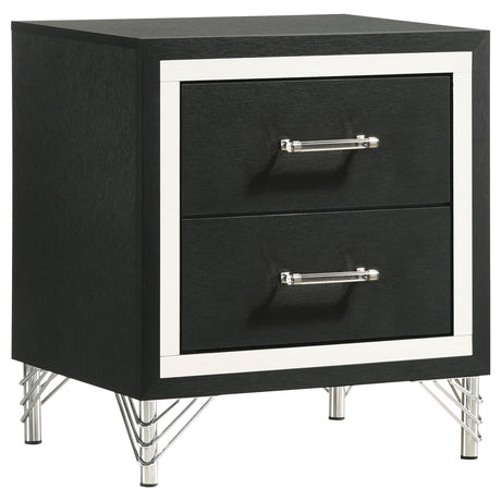 Lucia Fluted Velvet Wingback Bed & Bedroom Sets - 2-Drawer Nightstand