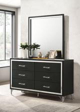 Lucia Fluted Velvet Wingback Bed & Bedroom Sets - Grey Upholstery with Black & Chrome Case Pieces - lifestyle