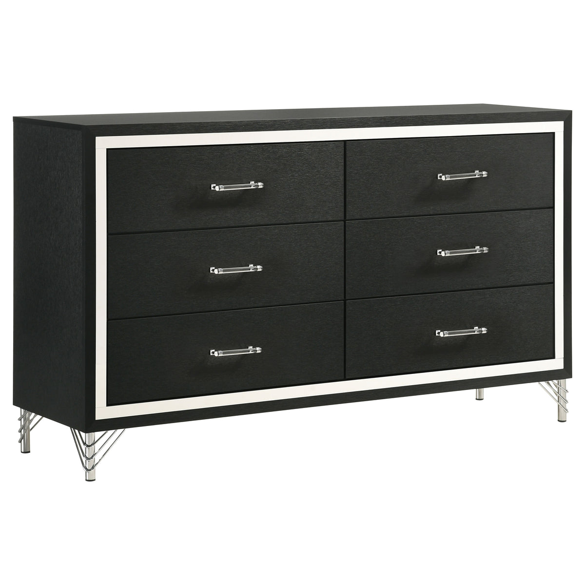 Lucia Fluted Velvet Wingback Bed & Bedroom Sets - 6-Drawer Dresser