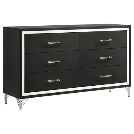 Lucia Fluted Velvet Wingback Bed & Bedroom Sets - 6-Drawer Dresser