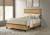 Kaywood Mid-Century Panel Bed & Bedroom Sets - Weathered Brown & Natural Pine with Black Pulls, Twin to Eastern King - lifestyle