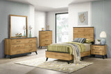 Kaywood Mid-Century Panel Bed & Bedroom Sets - Twin, 5pcs- Bed + Nightstand + Dresser + Mirror + Chest