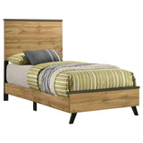 Kaywood Mid-Century Panel Bed & Bedroom Sets - Weathered Brown & Natural Pine with Black Pulls, Twin to Eastern King – view 18