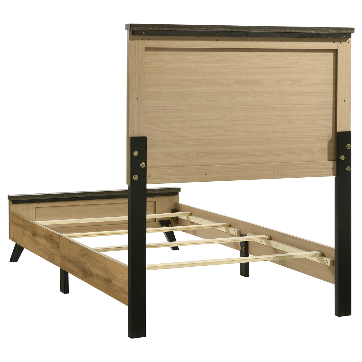 Kaywood Mid-Century Panel Bed & Bedroom Sets - Weathered Brown & Natural Pine with Black Pulls, Twin to Eastern King – view 19