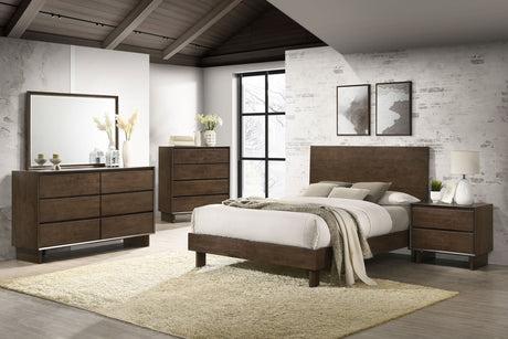 Glenwood Platform Panel Bed & Bedroom Sets - Queen - 5pcs- Platform Bed + Nightstand + Dresser + Mirror + Chest