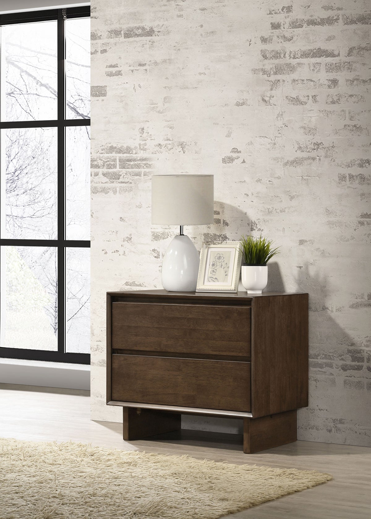 Glenwood Platform Panel Bed & Bedroom Sets - Clean-Lined Modern Design in Warm Brown, Queen or Eastern King - lifestyle