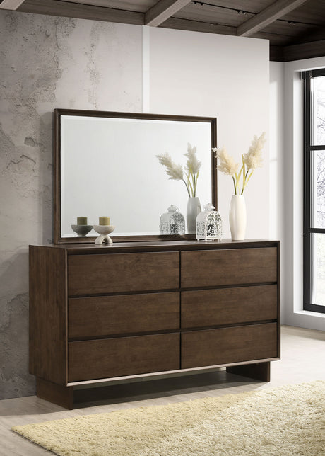 Glenwood Platform Panel Bed & Bedroom Sets - Clean-Lined Modern Design in Warm Brown, Queen or Eastern King - lifestyle
