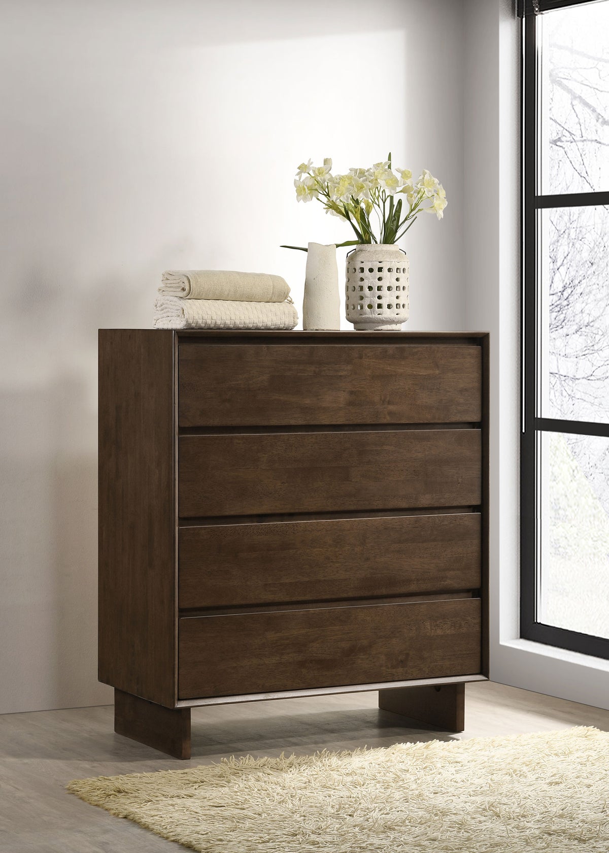 Glenwood Platform Panel Bed & Bedroom Sets - Clean-Lined Modern Design in Warm Brown, Queen or Eastern King - lifestyle