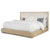 Kailani Upholstered Wingback Platform Bed & Bedroom Sets - Coastal Beige Oak with Cane Accents