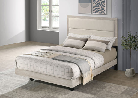 Trenton Floating Panel Bed & Bedroom Sets - Boucle Upholstered Headboard in Rustic Cream, Twin to Eastern King - lifestyle