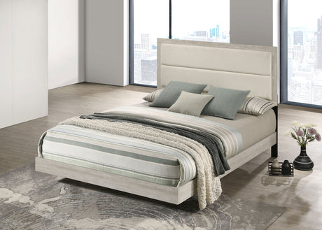 Trenton Floating Panel Bed & Bedroom Sets - Boucle Upholstered Headboard in Rustic Cream, Twin to Eastern King - lifestyle