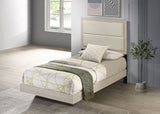 Trenton Floating Panel Bed & Bedroom Sets - Boucle Upholstered Headboard in Rustic Cream, Twin to Eastern King – view 1