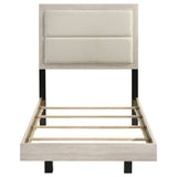 Trenton Floating Panel Bed & Bedroom Sets - Boucle Upholstered Headboard in Rustic Cream, Twin to Eastern King