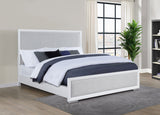 Gracemont Upholstered Panel Bed & Bedroom Collection - Light Grey Fabric, White Finish with Brushed Nickel - lifestyle