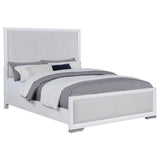 Gracemont Upholstered Panel Bed & Bedroom Collection - Light Grey Fabric, White Finish with Brushed Nickel – view 15