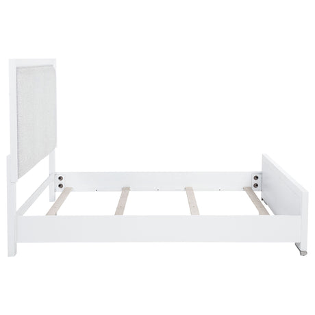 Gracemont Upholstered Panel Bed & Bedroom Collection - Light Grey Fabric, White Finish with Brushed Nickel – view 17