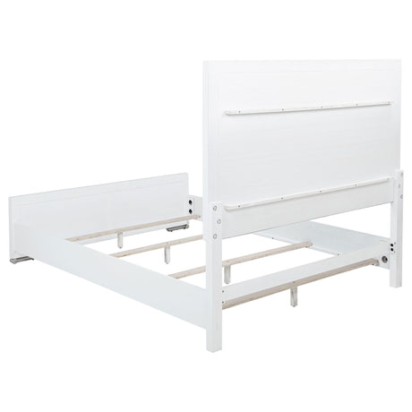 Gracemont Upholstered Panel Bed & Bedroom Collection - Light Grey Fabric, White Finish with Brushed Nickel – view 18