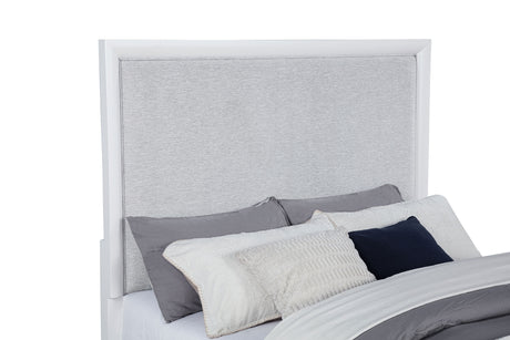 Gracemont Upholstered Panel Bed & Bedroom Collection - Light Grey Fabric, White Finish with Brushed Nickel – view 19