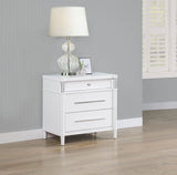 Gracemont Upholstered Panel Bed & Bedroom Collection - Light Grey Fabric, White Finish with Brushed Nickel - lifestyle