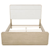 Ladera Panel Bed & Bedroom Sets - Light Elm with Cream Boucle Headboard & Rounded Corners