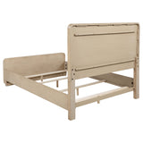 Ladera Panel Bed & Bedroom Sets - Light Elm with Cream Boucle Headboard & Rounded Corners