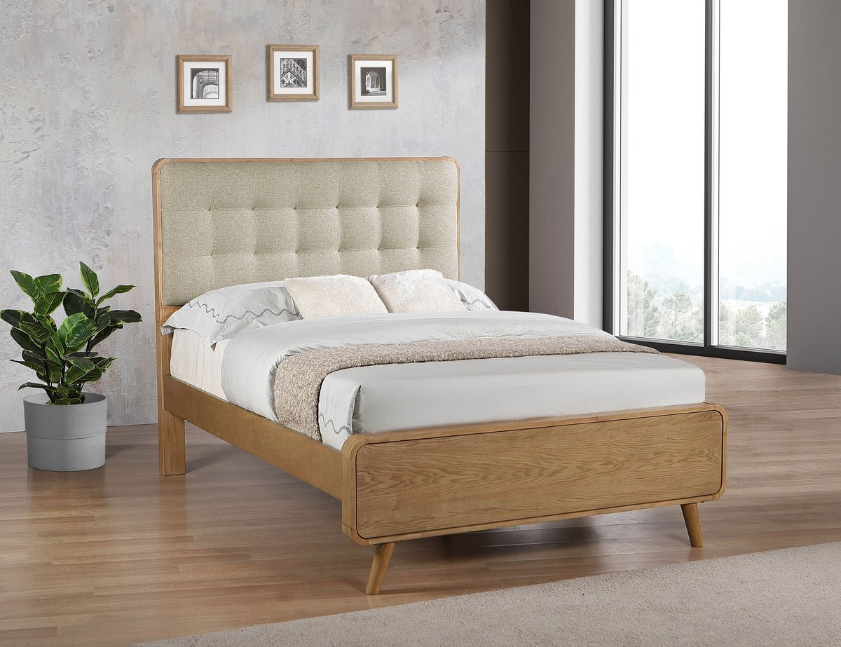Robyn Mid-Century Platform Bed & Bedroom Sets - Tufted Beige Headboard in Light Ash, Twin to California King - lifestyle