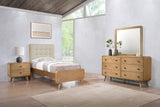 Robyn Mid-Century Platform Bed & Bedroom Sets - 4pcs- Twin Platform Bed + Nightstand + Dresser + Mirror