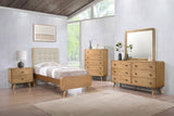Robyn Mid-Century Platform Bed & Bedroom Sets - 5pcs- Twin Platform Bed + Nightstand + Dresser + Mirror + Chest