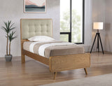 Robyn Mid-Century Platform Bed & Bedroom Sets - Tufted Beige Headboard in Light Ash, Twin to California King – view 1