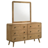 Robyn Mid-Century Platform Bed & Bedroom Sets - 6-Drawer Dresser + Mirror