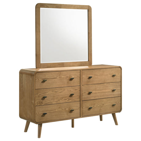 Robyn Mid-Century Platform Bed & Bedroom Sets - 6-Drawer Dresser + Mirror