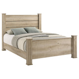 Oakglen Planked Panel Bed & Bedroom Sets - Rustic Weathered Oak with Dark Bronze Handles, Queen to California King