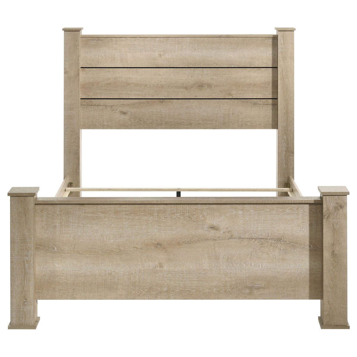 Oakglen Planked Panel Bed & Bedroom Sets - Rustic Weathered Oak with Dark Bronze Handles, Queen to California King