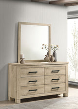 Oakglen Planked Panel Bed & Bedroom Sets - Rustic Weathered Oak with Dark Bronze Handles, Queen to California King - lifestyle