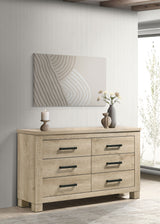 Oakglen Planked Panel Bed & Bedroom Sets - Rustic Weathered Oak with Dark Bronze Handles, Queen to California King - lifestyle