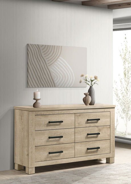 Oakglen Planked Panel Bed & Bedroom Sets - Rustic Weathered Oak with Dark Bronze Handles, Queen to California King - lifestyle
