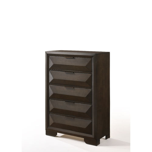 Merveille 5-Drawer Chest - Dovetail Drawers with Beveled Fronts in Espresso