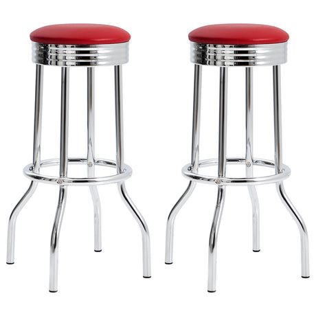Retro 1950s Pub Height Bar Table & Swivel Bar Stools - Set of 2 Swivel Stools - Red