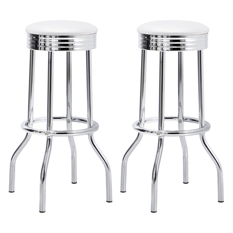 Retro 1950s Pub Height Bar Table & Swivel Bar Stools - Set of 2 Swivel Stools - White