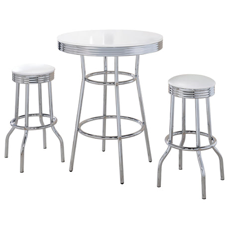 Retro 1950s Pub Height Bar Table & Swivel Bar Stools - Chrome Diner Style in White, Black or Red – view 10