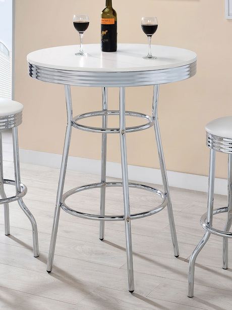 Retro 1950s Pub Height Bar Table & Swivel Bar Stools - Chrome Diner Style in White, Black or Red – view 2