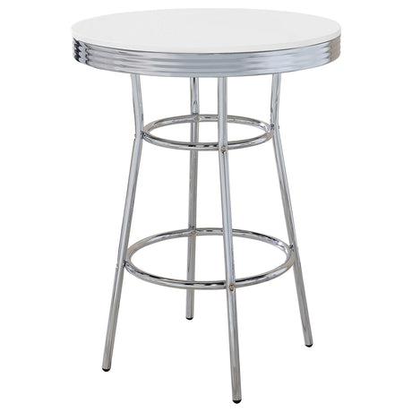 Retro 1950s Pub Height Bar Table & Swivel Bar Stools - Round Bar Table Only
