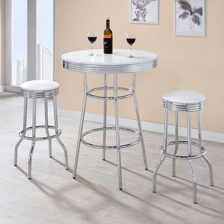 Retro 1950s Pub Height Bar Table & Swivel Bar Stools - Chrome Diner Style in White, Black or Red – view 18