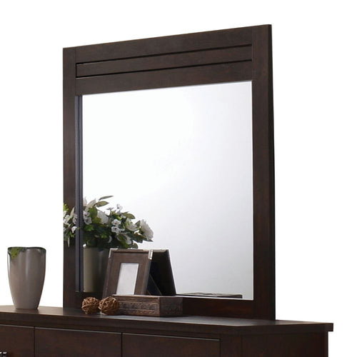 Panang Rectangular Wall Mirror - Clean-Lined Wood Frame in Mahogany