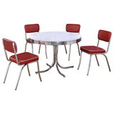 Retro 42" Round Diner Dining Table & 5-Piece Sets - White & Chrome with Black or Red Chairs – view 19