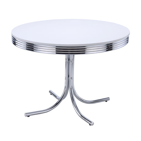 Retro 42" Round Diner Dining Table & 5-Piece Sets - White & Chrome with Black or Red Chairs – view 20