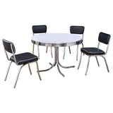 Retro 42" Round Diner Dining Table & 5-Piece Sets - White & Chrome with Black or Red Chairs – view 10