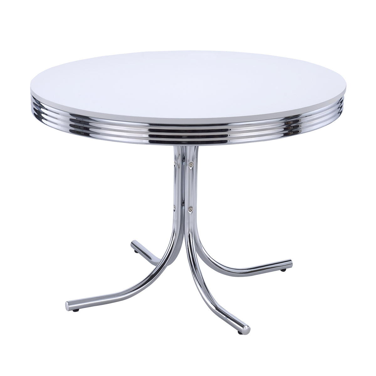 Retro 42" Round Diner Dining Table & 5-Piece Sets - White & Chrome with Black or Red Chairs – view 11