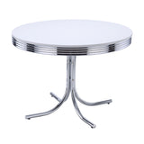 Retro 42" Round Diner Dining Table & 5-Piece Sets - White & Chrome with Black or Red Chairs – view 11